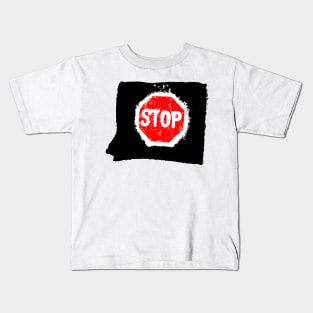 Dark and Gritty STOP sign Kids T-Shirt